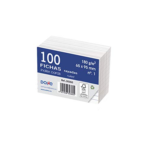 Dohe 30360 (Classificação e Arquivo) DOHE - Fichas de índice - ficheiras, cartão offset, branco, 180g, linhas