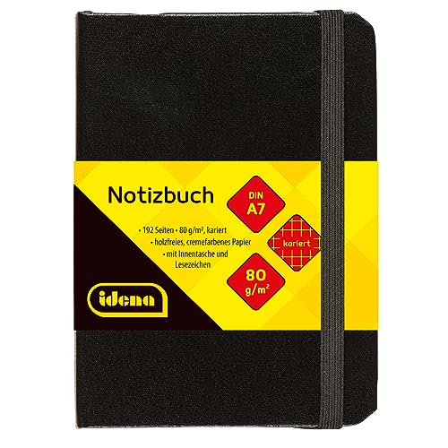 Caderno e Bloco de Notas Idena 209283 | Preto Iden Nürnberg Region Süd GmbH - Cadernos e bloco de notas - quadriculado, 192 folhas, bolsa interior, marca de folhas