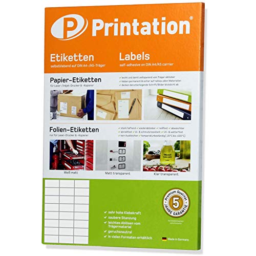 Etiquetas Autocolantes PRINTATION Branco Printation - Etiquetas de endereço - branco, poliéster, a4, autocolantes