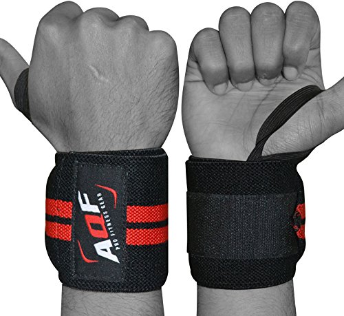 Aqf® 2X Banda de Pulso para Levantamento de Peso Preto Vermelho AQF - Luvas de levantamento de peso e suportes para as mãos - banda de pulso, levantamento de peso
