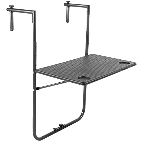 Mesa de Jardim PRIMEMATIK (Preto - Aço - 60 x 36 x 76 cm) PrimeMatik.com - Móveis de exterior - aço, polipropileno, ajustável, 60x36x76 cm