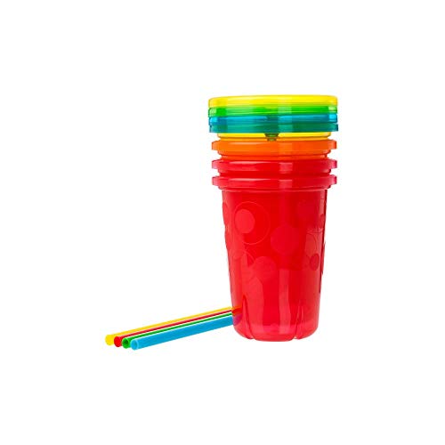 Conjunto de 4 Copos com Acessório THE FIRST YEARS (Idade Mínima Recomendada: 6 meses) TOMY - Copos de transição - 4 copos, acessório, plástico colorido, tampa anti-derrame, chupeta