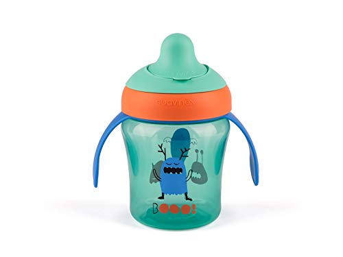 Garrafa de Aprendizado Suavinex Booo 200 Ml Suavinex - Copos de transição - pegas, bico anti-derramagem, tampa amovível, corpo transparente