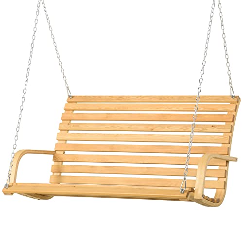 Baloiço Suspensos Outsunny | 141.5x51x78cm - Madeira natural SPANISH AOSOM - Baloiços de alpendre - baloiço, suspensos, outsunny, madeira natural