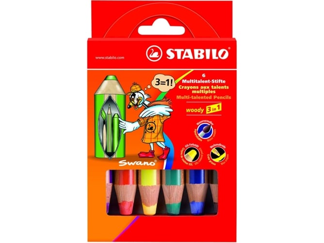 Lápis de Cor STABILO Multitalentstift woody Stabilo - Lápis - caneta de feltro, marcador de cera, mina extra grossa