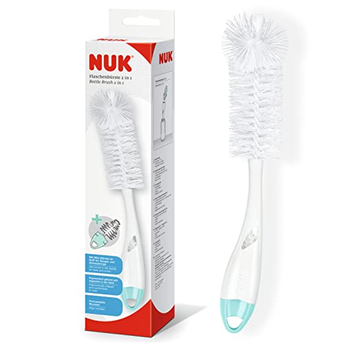 Escova de Limpeza de Biberões e Tetinas NUK 2 em 1 Newell Brands - Escovas de limpeza - 2 em 1, biberões, tetinas, rígida, flexível
