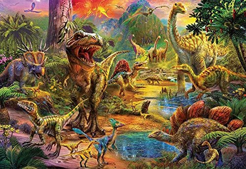Puzzle 2D JUMBO Terra De Dinossauros (Idade Mínima: 12 Anos - 1000 Peças) EDUCA - Quebra-cabeças de encaixar - 2d, 1000 peças, encaixe auto-ajustável, 12 anos