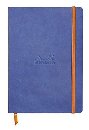 Caderno Pautado RHODIA Saphir (A5 - 21x15cm) Rhodia - Cadernos e bloco de notas - caderno, pautado, saphir, rhodia, couro, lombas borracha