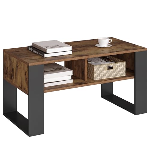 Mesa Auxiliar WOLTU BTS16Hov | Castanho (Madeira e Metal) WOLTU - Conjuntos de móveis - madeira, metal, gavetas, moderno