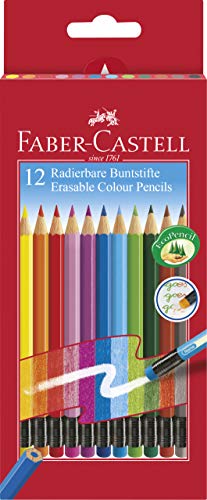 Lápis de Cor FABER-CASTELL 12 Unidades Erasable Faber-Castell - Lápis - erasível, traço fino, cores vivas
