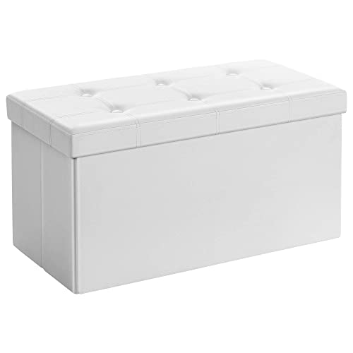 Banco de Banheiro SONGMICS LSF106 (Branco - 76x38x38cm) SONGMICS - Pufes - 76x38x38cm, MDF, PU, branca