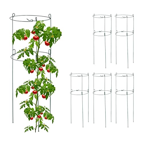 Conjunto de 6 Treliças para Plantas Trepadeiras Relaxdays | Verde Relaxdays - Gaiolas e suportes para plantas - treliça, plantas, verde, 6 peças