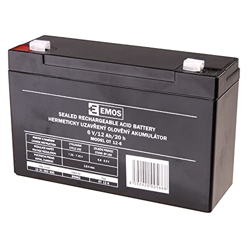 Bateria Recarregável EMOS B9682 (6V - 12Ah) Emos - Baterias de uso geral - 6v, 12Ah, recarregável