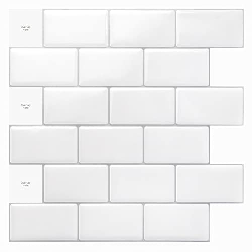 Autocolantes ART3D 10 Peças Brancos (Cinzento) Art3d - Azulejos de parede e teto - 10 peças, brancos, removíveis, 3D