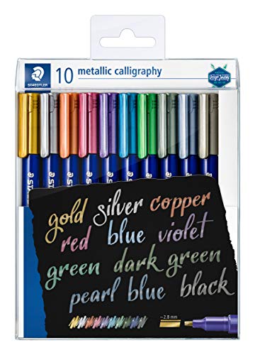 Pack 10 Marcadores STAEDTLER Metallic (Multicor) Staedtler - Marcadores e marcadores de texto - multicor, metallic, caligrafia, limpeza fácil