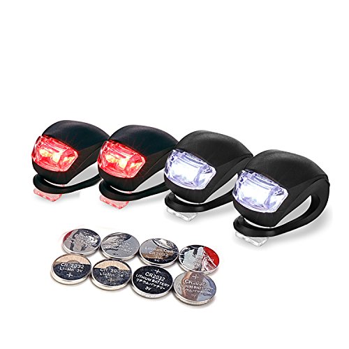Luzway 4 Peças Luzes de Bicicleta Led Kit de Luz Frontal e Traseira Clip-On Silicone Imperm LUZWAY - Luzes de segurança e refletores esportivos - led, frontal, traseira, clip on