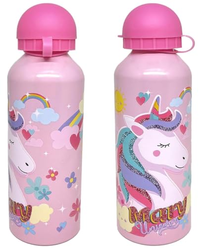 Garrafa para Bebidas JUlian Ross Unicórnio Mary Julian Ross - Garrafas de água - 500 ml, alumínio, unicórnio, retrátil
