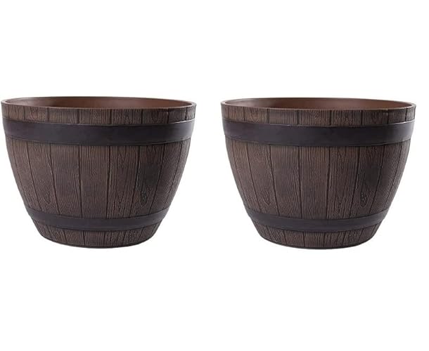 Conjunto de 2 Vasos Exteriores JINFA (Cinzento - Plástico - 38 x 38 x 48.5 cm) H&D Manufaktur - Móveis de exterior - conjunto, vasos, exteriores, jinfra, cinzento, plástico
