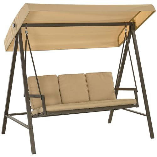 Baloiço OUTSUNNY com Toldo (Bege - Poliéster - 200 x 125 x 175 cm) SPANISH AOSOM - Móveis de exterior - poliéster, 200 x 125 x 175 cm, toldo, ajustável