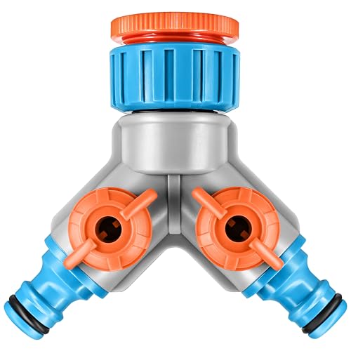 Conector de Mangueiras GRÜNTEK 2-Way Connector S&R Industriewerkzeuge GmbH - Acessórios e válvulas para mangueira de jardim - 2 vias, 3/4 mangueira, válvulas individuais