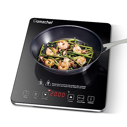 Placa de Indução Amzchef Ultrafina 2000 W cjh - Eletrodomésticos de cozinha - 2000 W, preto/prata, aço inoxidável, ajustável