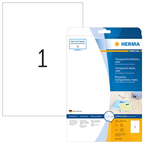 Herma Labels white 210x297 SuperPrint 25 pcs. HERMA - Papel de impressora e copiadora - etiquetas, impressão, 210x297, branco, superprint