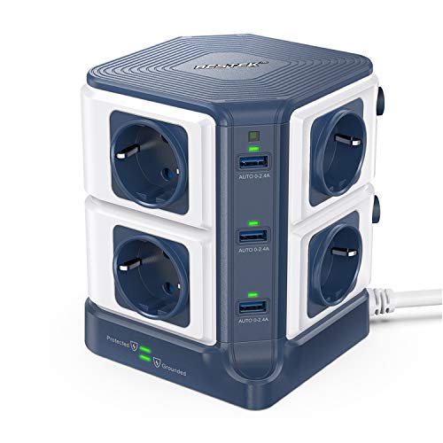 Extensão Elétrica BESTEK 1500J (8 Tomadas - Tipo F) BESTEK GLOBAL LTD - Filtros de linha e supressores de surtos - extensão elétrica, bestek 1500j, 8 tomas, 6 portas usb, interruptor ligar/desligar, proteção sobrecarga, sobreaquecimento