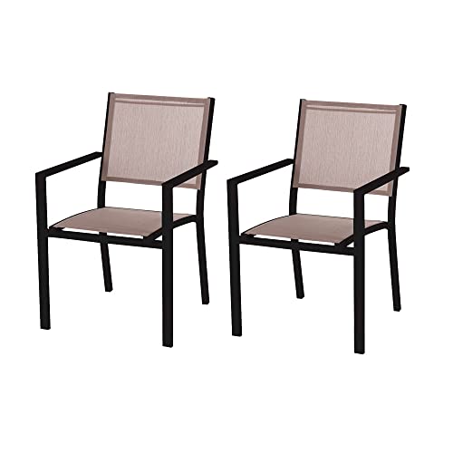 Conjunto de 2 Cadeiras de Jardim LOLAHOME Thais (Preto - Poliéster - 55 x 60 x 86 cm) LOLAhome - Móveis de exterior - preto, poliéster, 55x60x86cm