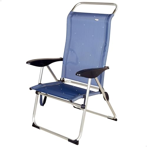 Cadeira de Praia AKTIVE Azul Marinho (Alumínio - 47 x 59 x 108 cm) AKTIVE - Móveis de exterior - alumínio, 110 kg, fecho com cordão, estrutura leve