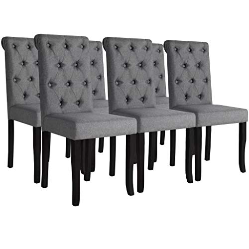 Conjunto de 6 Cadeiras de Refeição VIDAXL (Cinzento Escuro - Madeira) vidaXL - Cadeiras - 6 cadeiras, cinzento escuro, madeira
