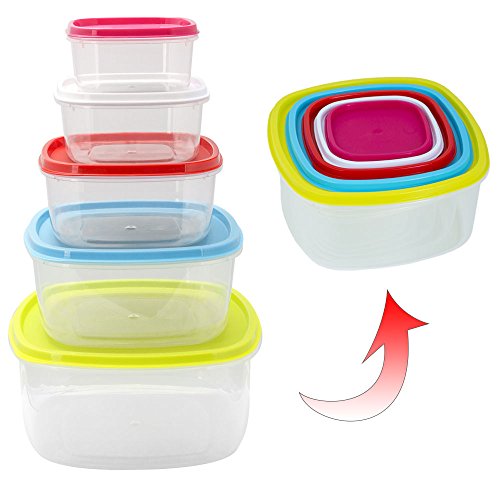 Conjunto de Embalagens para Alimentos ORYX 5071010 ORYX - Lancheiras e sacos - 5 embalagens, 220-2000 ml, plástico, microondas