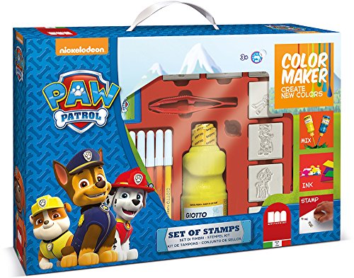Kit de Carimbos para Crianças MULTIPRINT Color Maker Paw Patrol Boy Multiprint - Kits de desenho e pintura - 3 potes tinta, 8 marcadores, 5 esponjas brancas, pinça