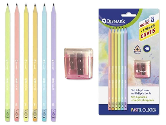 Lápis de Cor BISMARK 6 Cores (Multicor - 3.5x20cm) Poessa - Pasteis de cera - multicor, 3.5x20cm, recarregável