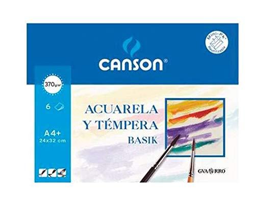 Canson Papel de Água Basik Mini Pack 6 Folhas A4 24X32Cm 370G Canson - Papel de arte e artesanato - papel de água, basik, mini pack, 6 folhas, a4, 24x32cm, 370g