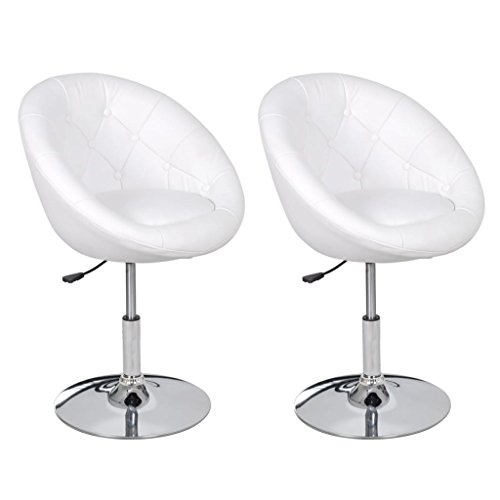 Conjunto de 2 Cadeiras de Interior VIDAXL com Assento e Respaldo em Couro (Branco - 61 x 58 cm) vidaXL - Serviço de alimentação - 2 cadeiras, interior, couro, branco