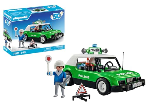 Playmobil Classic Police Car (Idade Mínima Recomendada: 5 anos) PLAYMOBIL - Brinquedos - polícia, farol, luzes, motorista