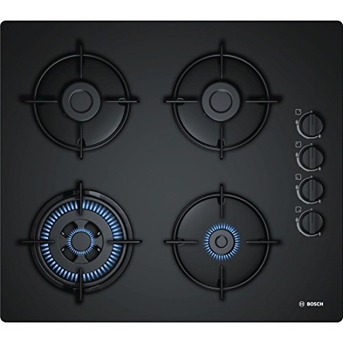 Placa de Gás BOSCH POH6B6B10 (Gás Natural - 59.2 cm - Preto) Bosch - Cooktops - gás natural, vidro, controle rotativo, 59,2 cm