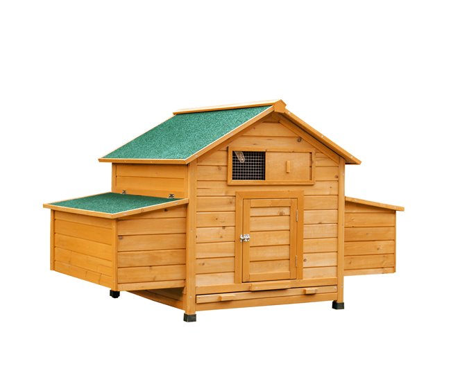 Galinheiro PAWHUT Madeira (Castanho - 150 x 100 x 96.5 cm) PawHut - Habitats e gaiolas para pequenos animais - madeira, castanho, 150x100x96.5 cm