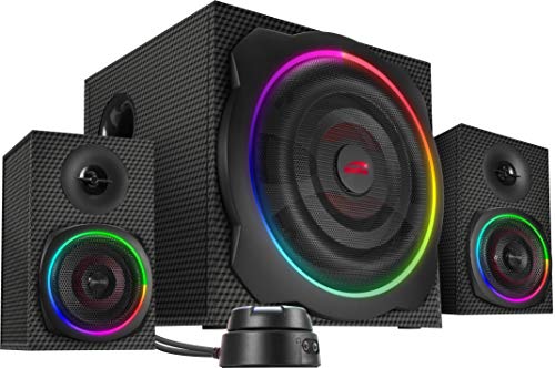 Colunas Gaming SPEEDLINK Gravity Carbon RGB Speed-Link - Alto-falantes - 2.1, ativo, subwoofer, satélites, fibra de carbono, rgb