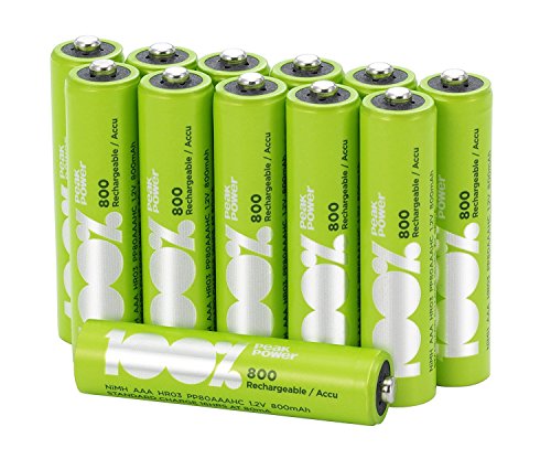 Pilhas Recarregáveis PANASONIC HR03 (12 unidades) peakpower - Baterias de uso geral - 0,8 Wh, 12 v, AAA, 800mah, ion-lítio