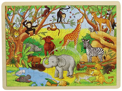 Puzzle GOKI Africa (Idade Mínima Recomendada: 3 anos) Goki - Quebra-cabeças de encaixar - puzzle, goki africa, 48 peças, madeira, encaixável
