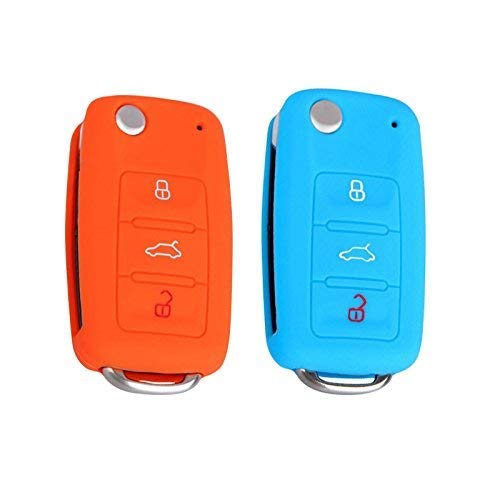 Capa para Chaves Volkswagen Golf 6, Skoda Seat Azul e Laranja YLC - Alarmes e fechaduras de veículos - capa, chaves, volkswagen golf 6, azul, laranja, plástico resistente à água
