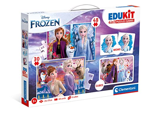 Jogo Didático CLEMENTONI Frozen Edukit 4 En 1 CLEMENTONI - Quebra-cabeças - memória, puzzle, cubos, frozen