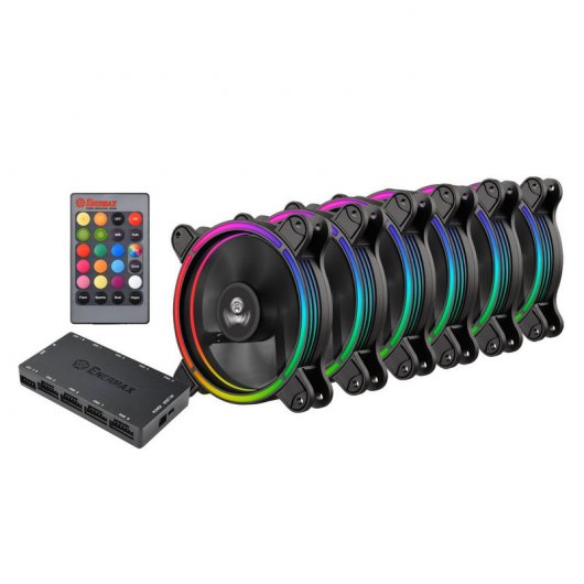 Ventoinha ENERMAX T.B RGB LED-120MM 6ER SET Enermax - Peças de refrigeração de sistema de computador - rgb led, 120mm, 6er set