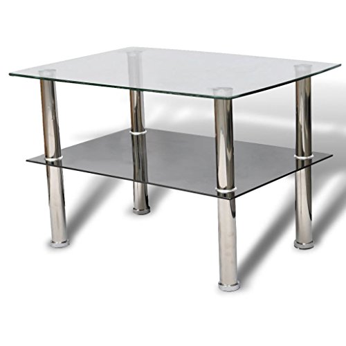 Mesa de Centro VIDAXL com Prateleira (Vidro - Castanho) vidaXL - Conjuntos de móveis - prateleira, vidro, castanho
