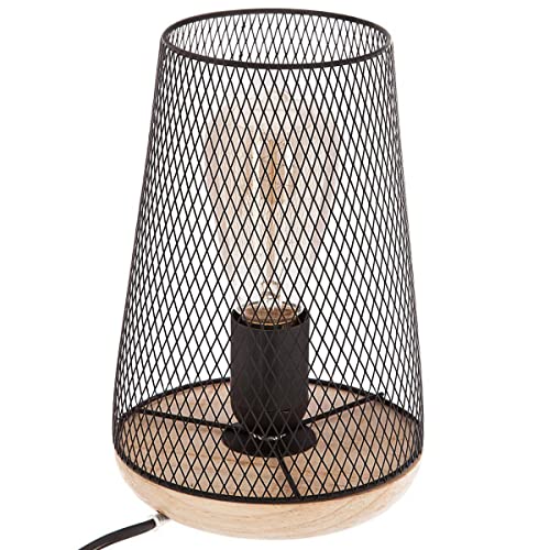 Candeeiro Suspenso SKRAUT HOME Madeira e Metal (Preto - 30x30x36 cm) atmosphera - Luminárias - madeira, metal, preto, 30x30x36 cm