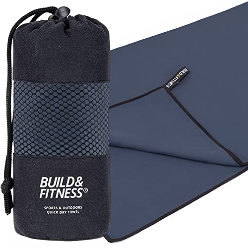 Toalha de banho microfibra com bolsa. Secagem rápida - compacta - superabsorvente - leve Build & Fitness - Toalhas - microfibra, bolsa, compacta, superabsorvente
