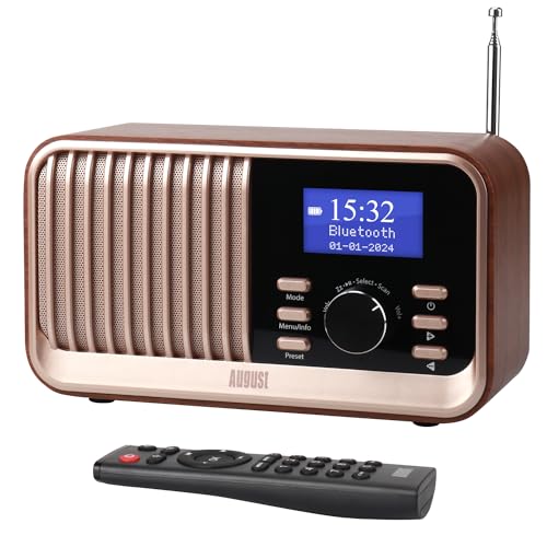 Rádio Despertador AUGUST MB450K Castanho August - Acessórios de áudio - castanho, rotativo, lcd, bateria
