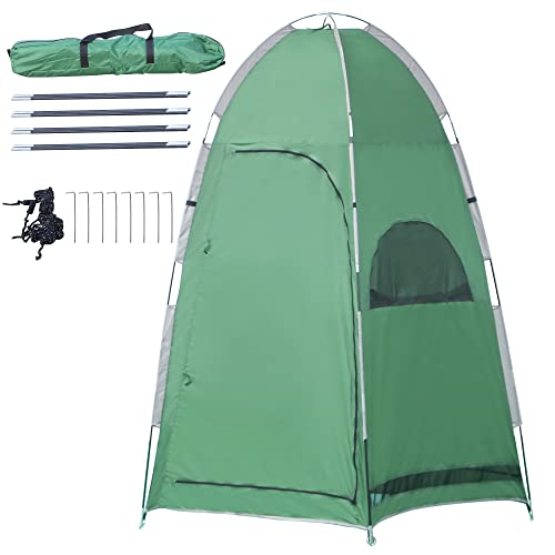Tenda de Campismo Outsunny com Janela | 122 x 122 x 213 cm - Verde SPANISH AOSOM - Chuveiros portáteis e abrigos de privacidade - 122x122x213 cm, janela, verde, privacidade