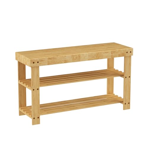 Sapateira TLOVENDO Natural (Bambu - 35.5x13.5x37cm) T-LOVENDO.ES - Cadeiras - bambu, elegante, funcional, 3 estantes